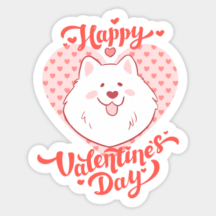 Happy valentines day cute samoyed dog illustration Sticker